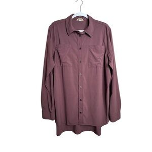 Duluth Trading Flexcellence Long Sleeve Shirt Women Maroon Button XL E21